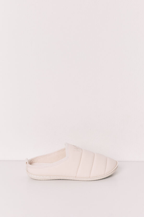 Women'secret Chinelos de quarto acolchoados brancos bege