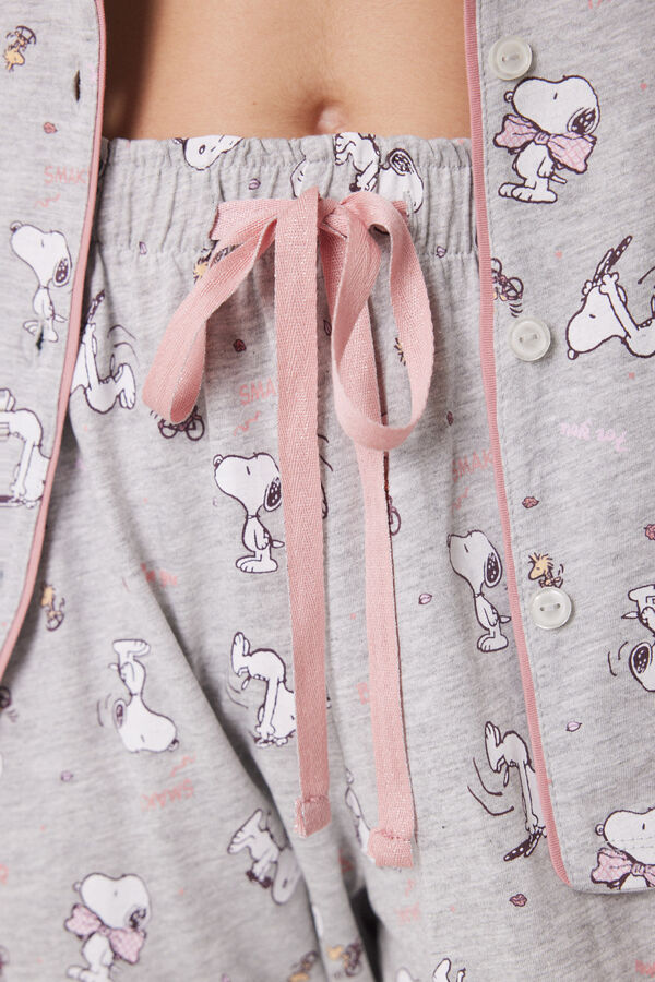 Womensecret Pijama camisero 100% algodón Snoopy gris