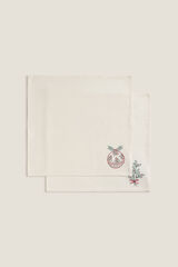 Textura Conjunto de dois guardanapos bordados branco