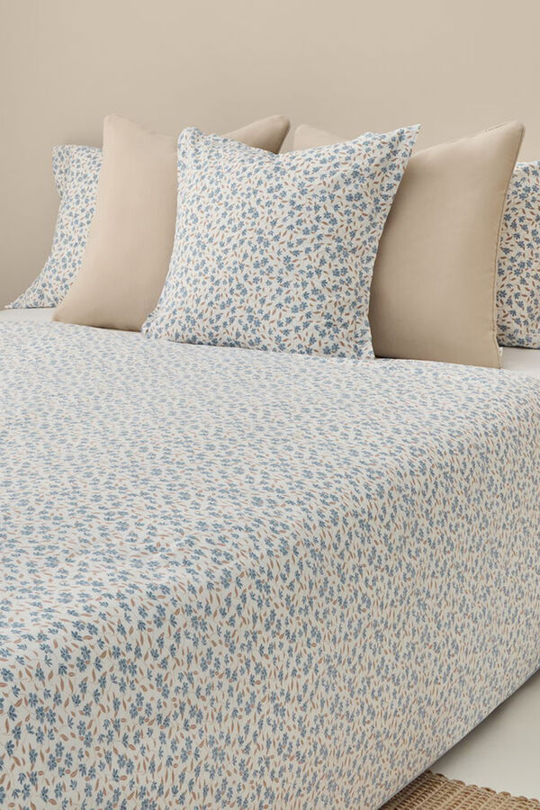 Textura Capa nórdica algodão flores azul