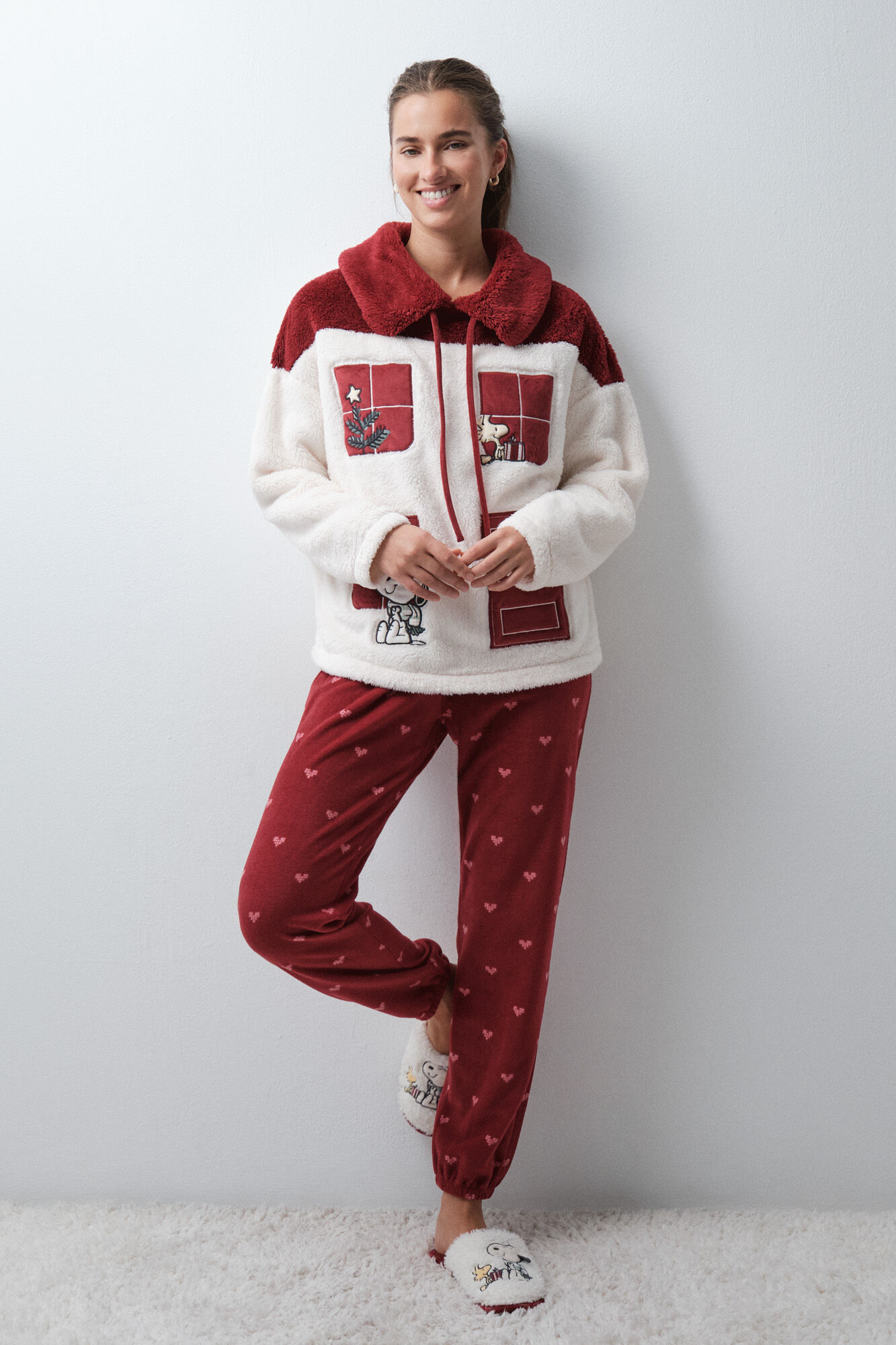 Women'secret Pijama largo fluffy y polar Snoopy