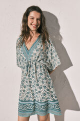 Women'secret Vestido t&uacute;nica corta estampado boho verde verde