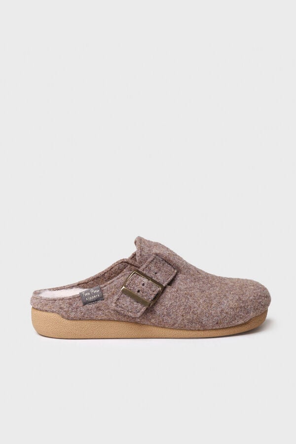 Toni Pons Chinelo feminino estilo tamanco em feltro bege