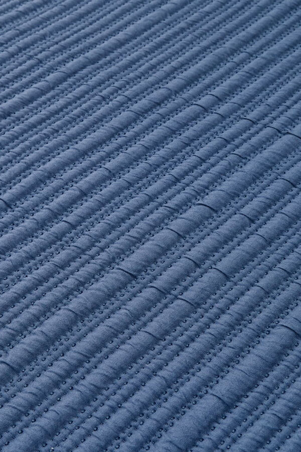 Textura Edredom liso reversível com costura azul