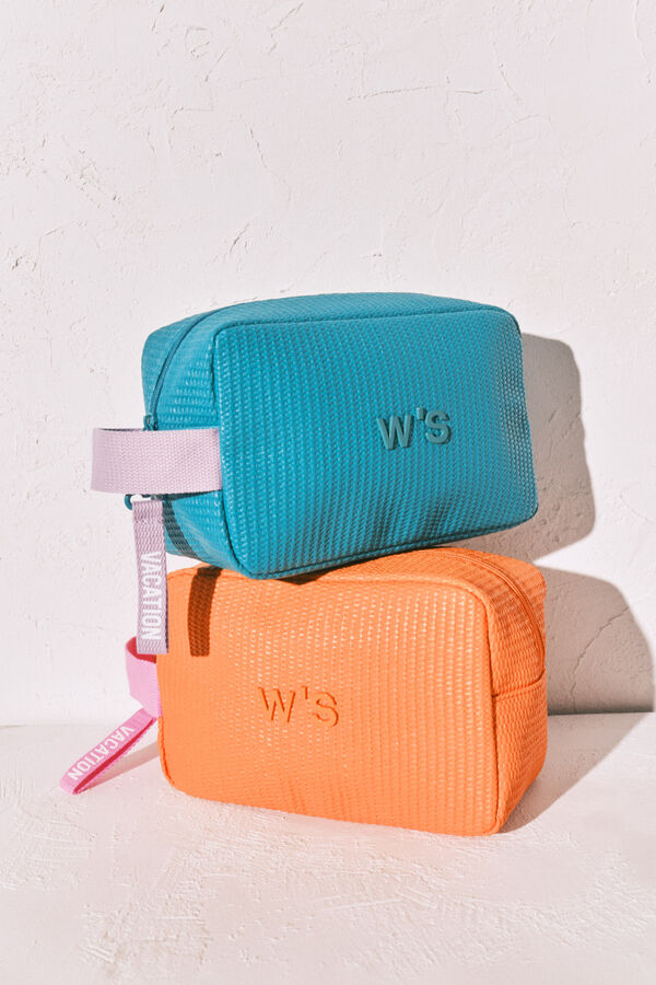 Women'secret Necessaire emborrachado textura r&aacute;fia azul vermelho