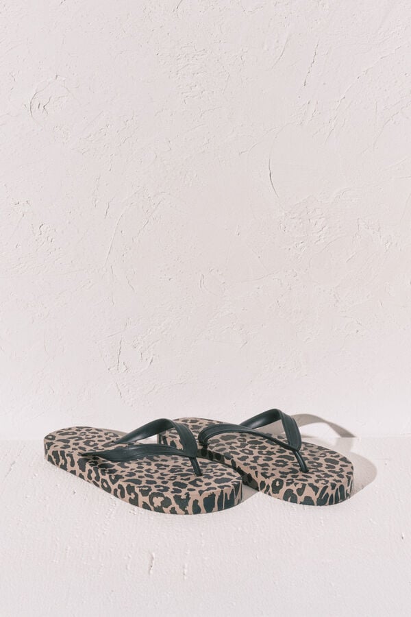 Women'secret Chinelos largos estampado animal branco