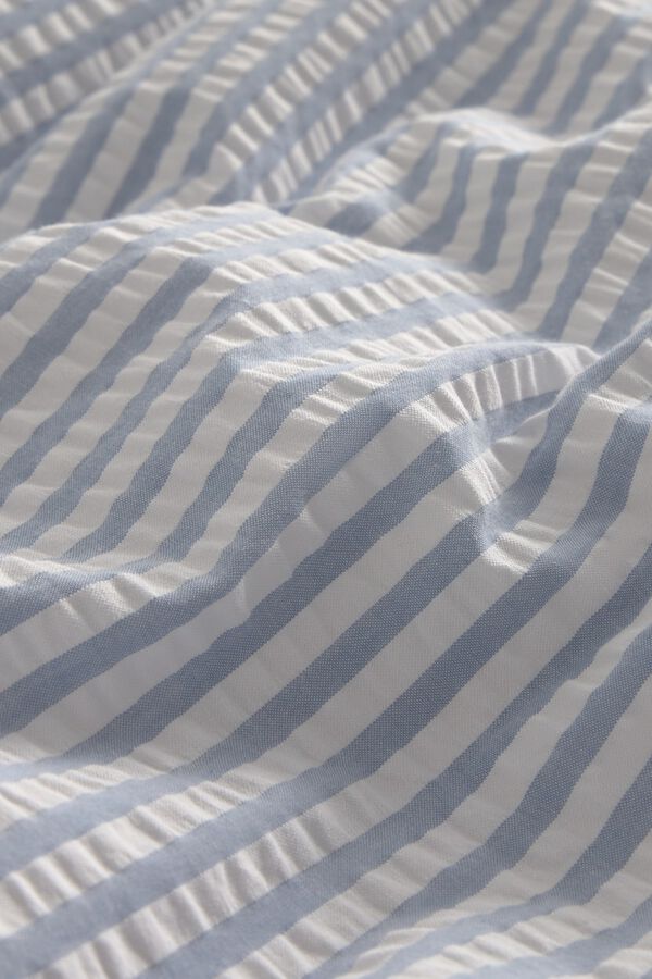 Textura Capa de edred&atilde;o riscas seersucker estampado