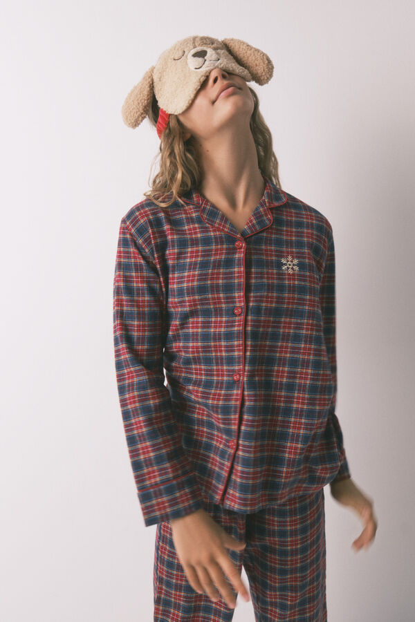 Women'secret Pijama infantil xadrez, 100% algodão azul