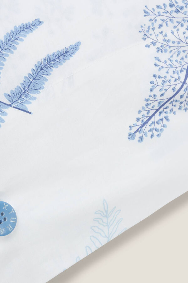 Womensecret Leaf print cotton pillowcase blue