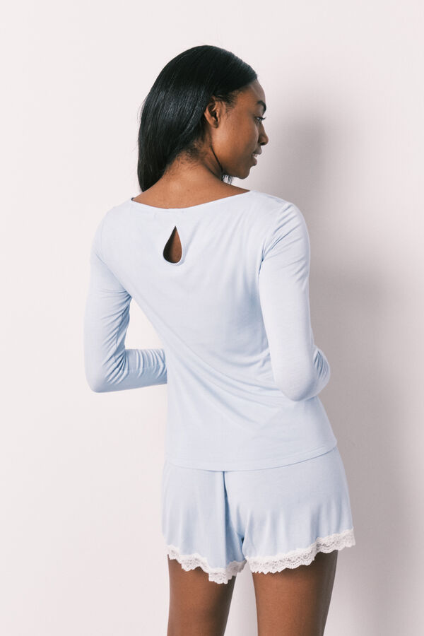 Women'secret Pijama curto soft touch em viscose azul azul