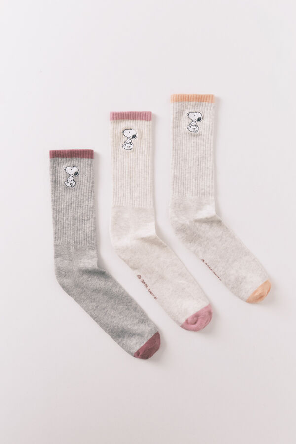 Women'secret Pack 3 meias compridas estampadas Snoopy cinzento