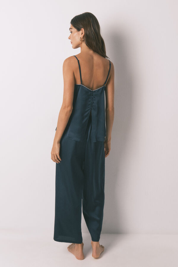 Women'secret Pijama longo de cetim azul azul