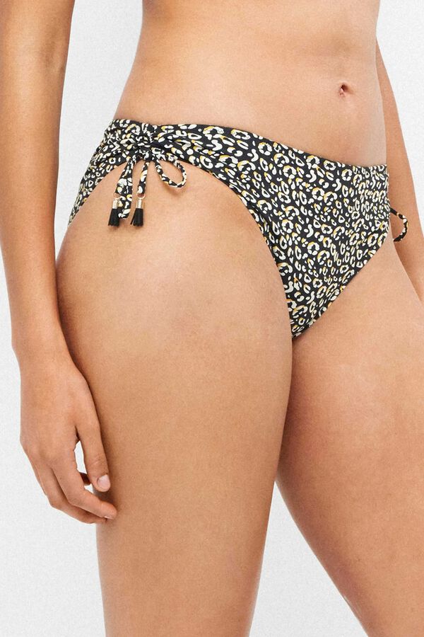 Gisela Cueca de biqu&iacute;ni cintura alta estampado animal branco