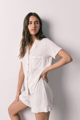 Women'secret Pijama curto camiseiro estampado riscas bege