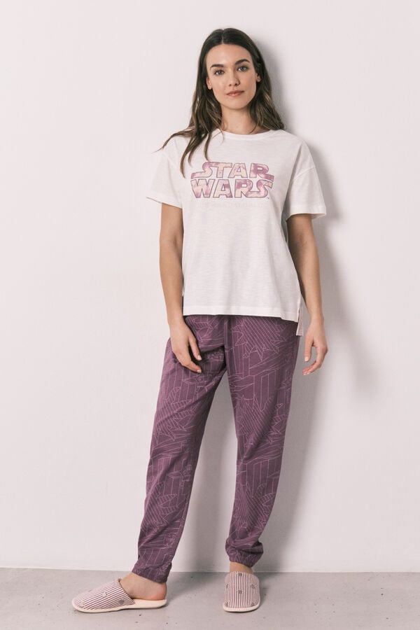 Women'secret Pijama comprido manga curta em algod&atilde;o Star Wars bege