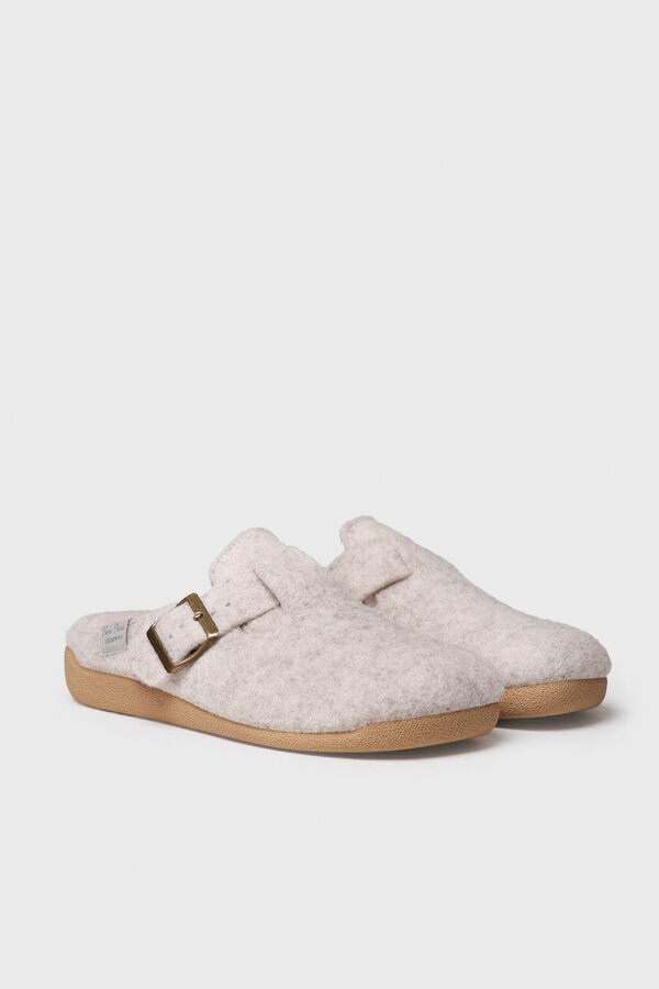 Toni Pons Chinelo feminino estilo tamanco em feltro bege