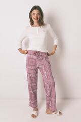Pantalón De Algodón Con Cordón De Ajuste - Beige/Estampado De Leopardo