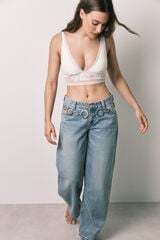 Women'secret Bralette halter em renda branco bege