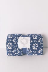 Women'secret Manta de polar sherpa com estampa floral azul  azul