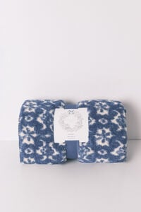 Women'secret Manta de polar sherpa com estampa floral azul 