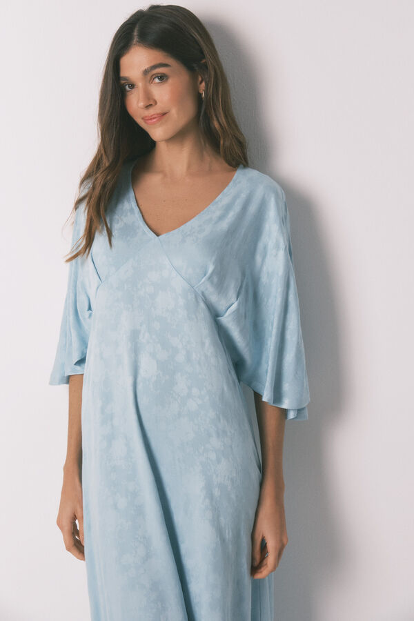 Women'secret Camisa de dormir comprida decote franzido verde