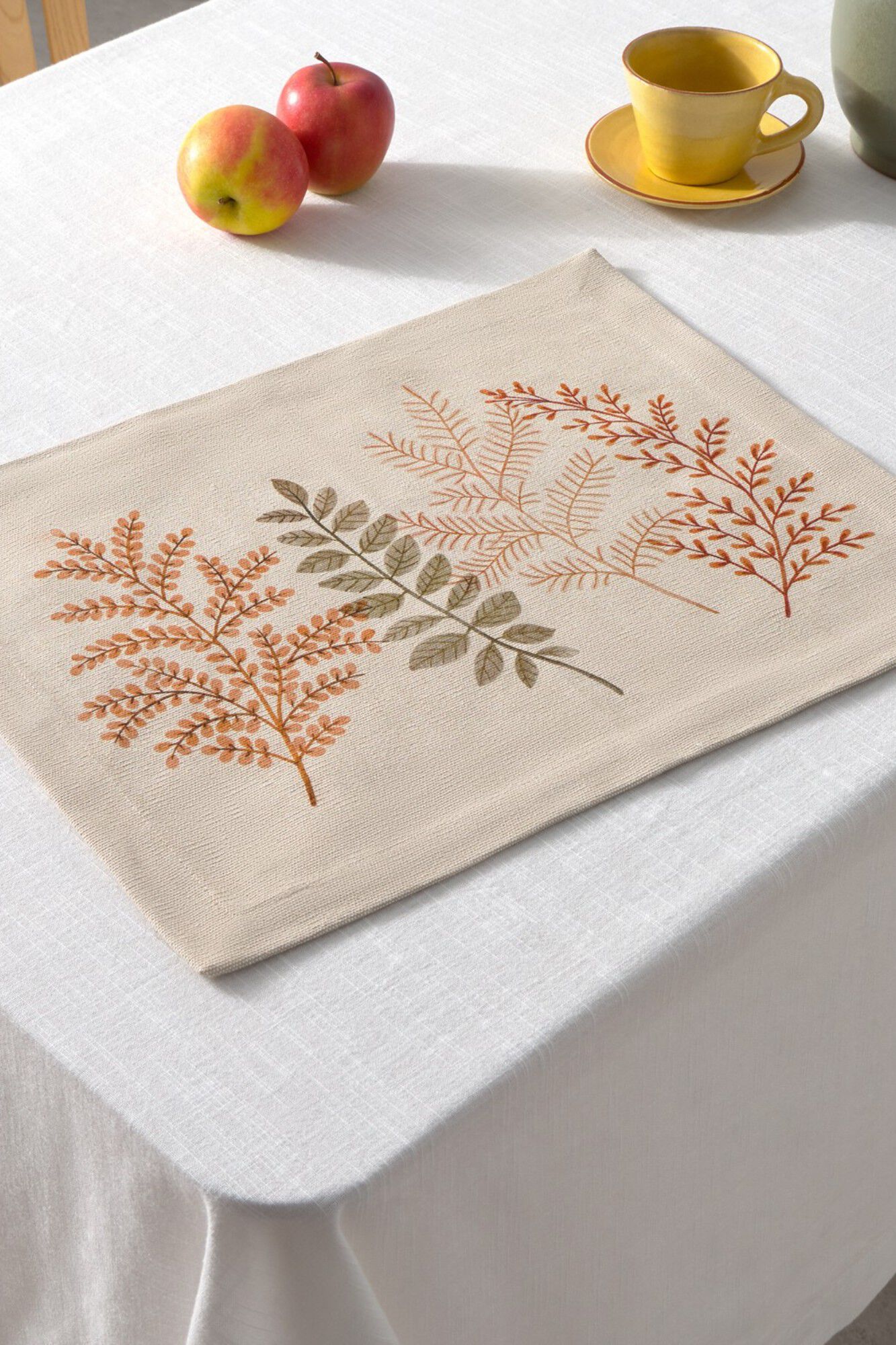 Textura Conjunto de 2 individuais em algod&atilde;o estampado bot&acirc;nico