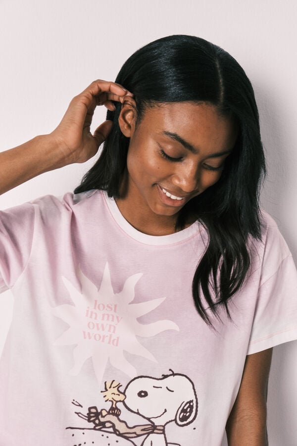 Women'secret Pijama Snoopy capri em algod&atilde;o rosa