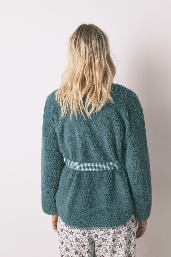 Women'secret Robe estilo túnica de pelo verde verde