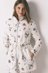 Women'secret Robe polar curto branco com estampado do Snoopy bege