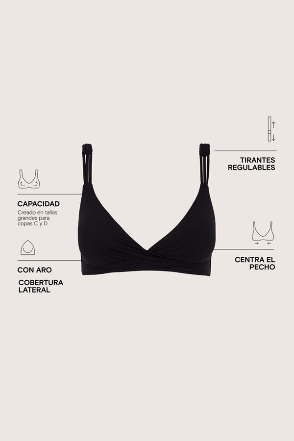 Women'secret Black bead curtain bikini top black