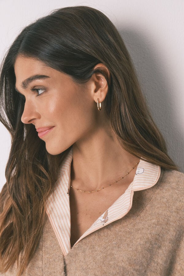 Women'secret Casaco de malha curto liso em malha tricot rosa cru