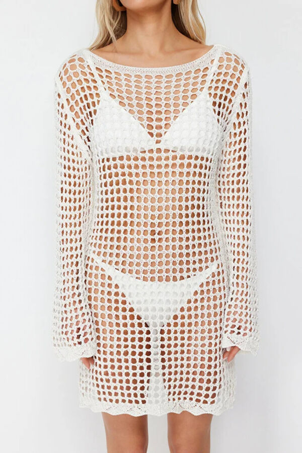 Trendyol Vestido mini gola barco bege