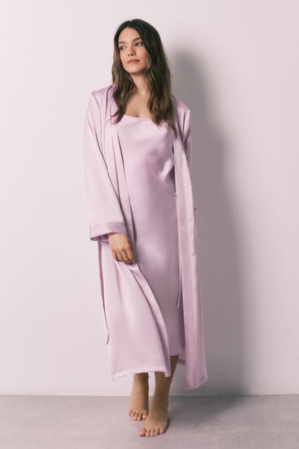 Women'secret Robe midi em cetim lil&aacute;s rosa
