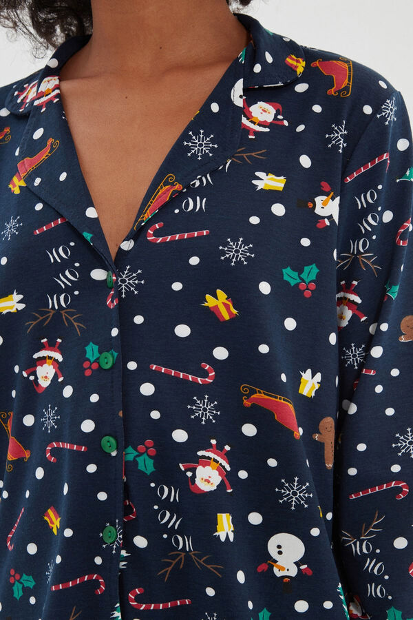 Trendyol Conjunto de pijama de Natal azul marinho azul