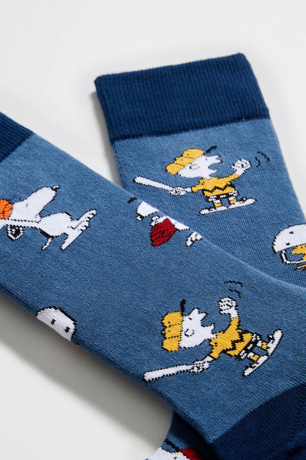 Besocks Calcetines altos Besocks de SNOOPY de algod&oacute;n org&aacute;nico color azul azul