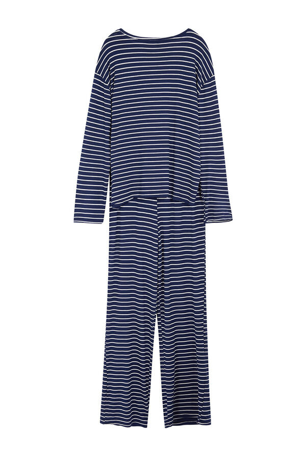 Trendyol Conjunto de pijama de viscose riscas azul marinho  azul