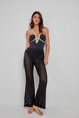 Gisela Vestido longo preto de crochet preto