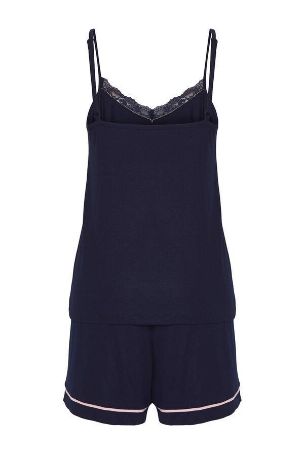 Trendyol Conjunto de pijama curto de lingerie com la&ccedil;os azul
