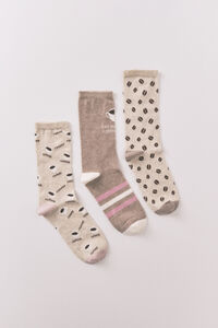 Women'secret Pack 3 calcetines largos café marrón