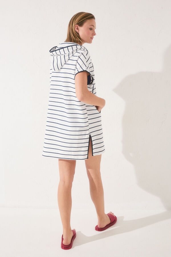 Women'secret Vestido de pelúcia riscas azul marinho azul