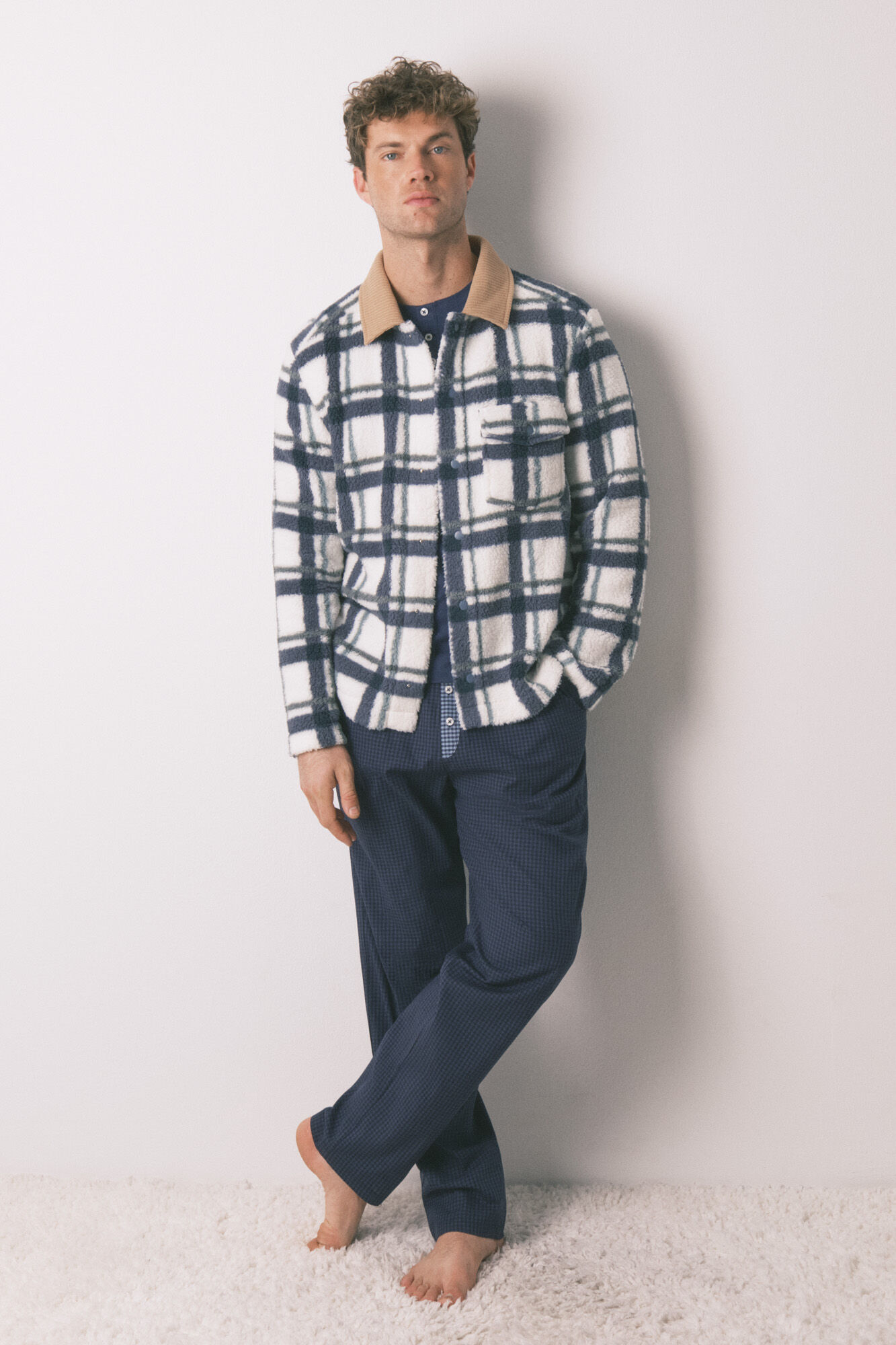 Women'secret Bata corta hombre borreguito cuadros 