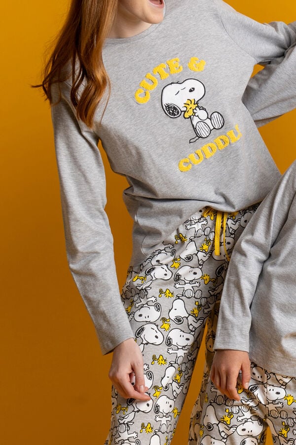 Admas Pijama Feminino Engraçado do Snoopy cinzento
