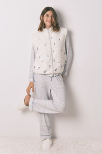 Women'secret Colete curto de pele de borrego branco bordado