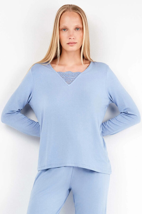 Gisela Conjunto de pijama monocromático azul