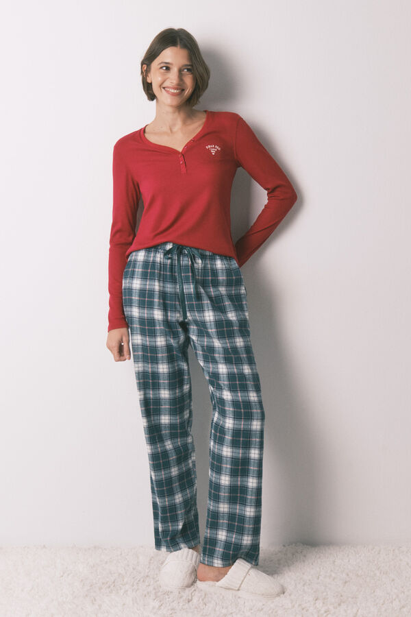 Women'secret T-shirt de manga comprida waffle vermelho vermelho