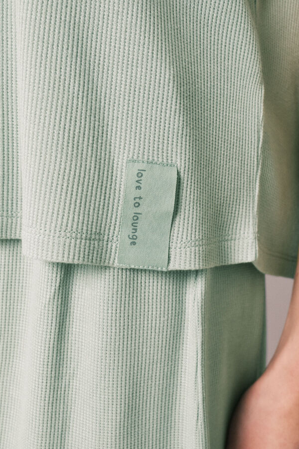Women'secret Pijama curto em tecido waffle verde verde