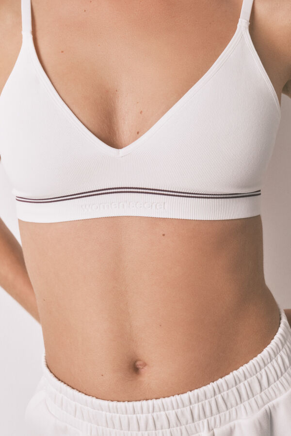 Women'secret Top triangular NATURAL sem costura branco bege