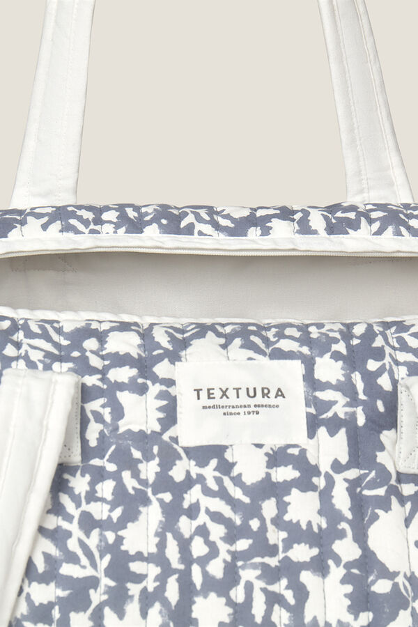 Textura Mala acolchoada de algodão azul