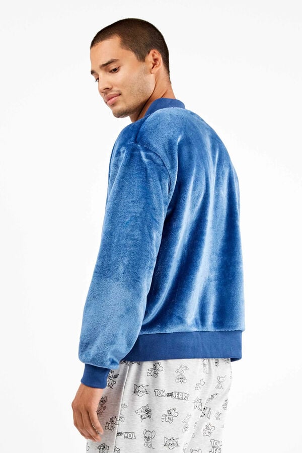 Gisela Casaco bomber masculina azul de pelúcia azul