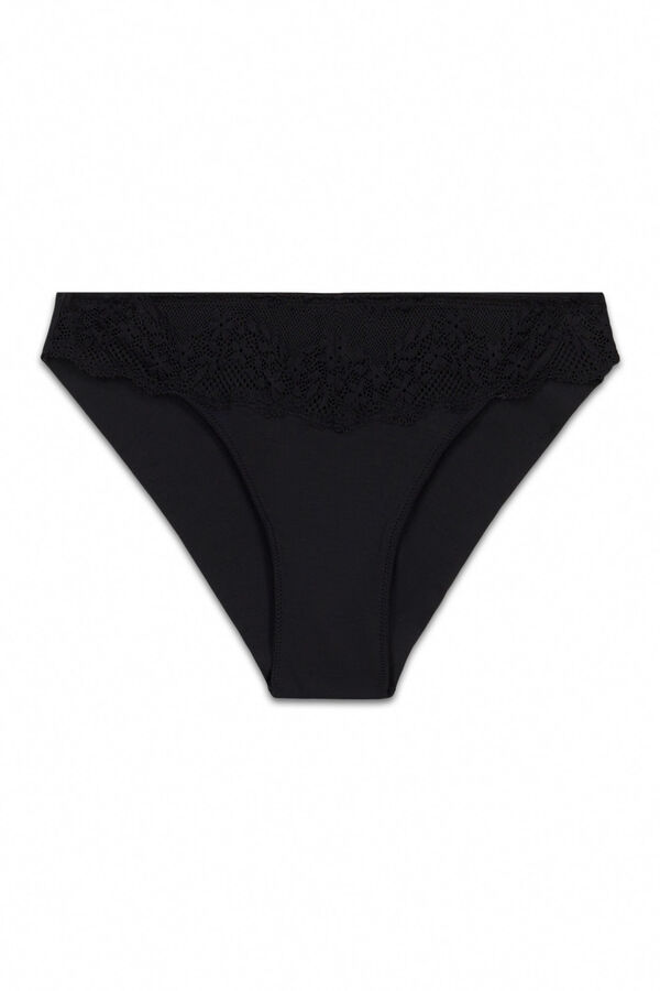 Women'secret Cuecas cl&aacute;ssicas em modal e renda pretas preto